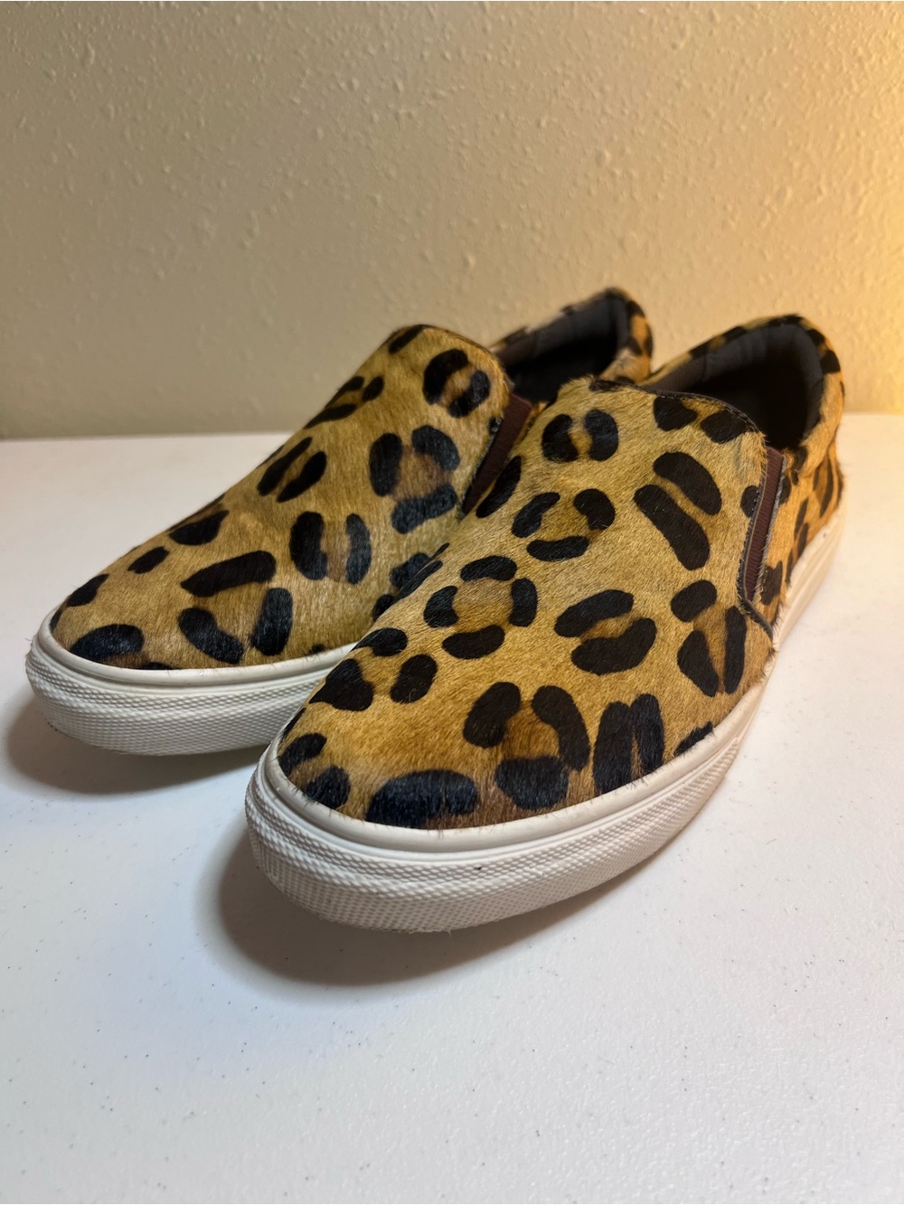 Womens Leopard Print Slip-On Sneakers - Tan/Black - Picture 2 of 7